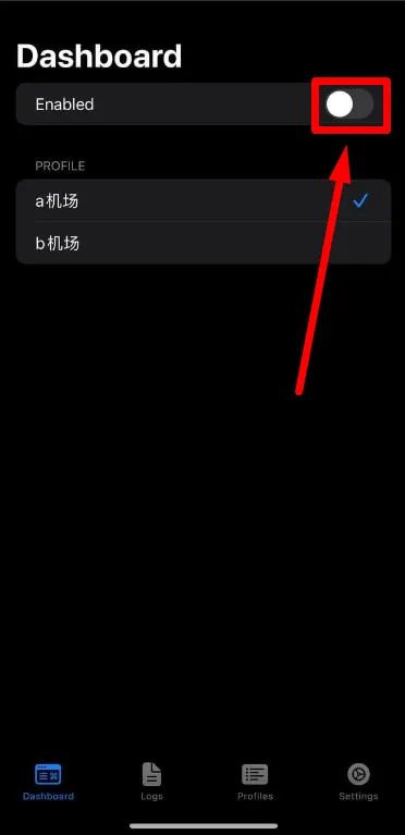 Dashboard 勾选配置并打开 Enabled 开关