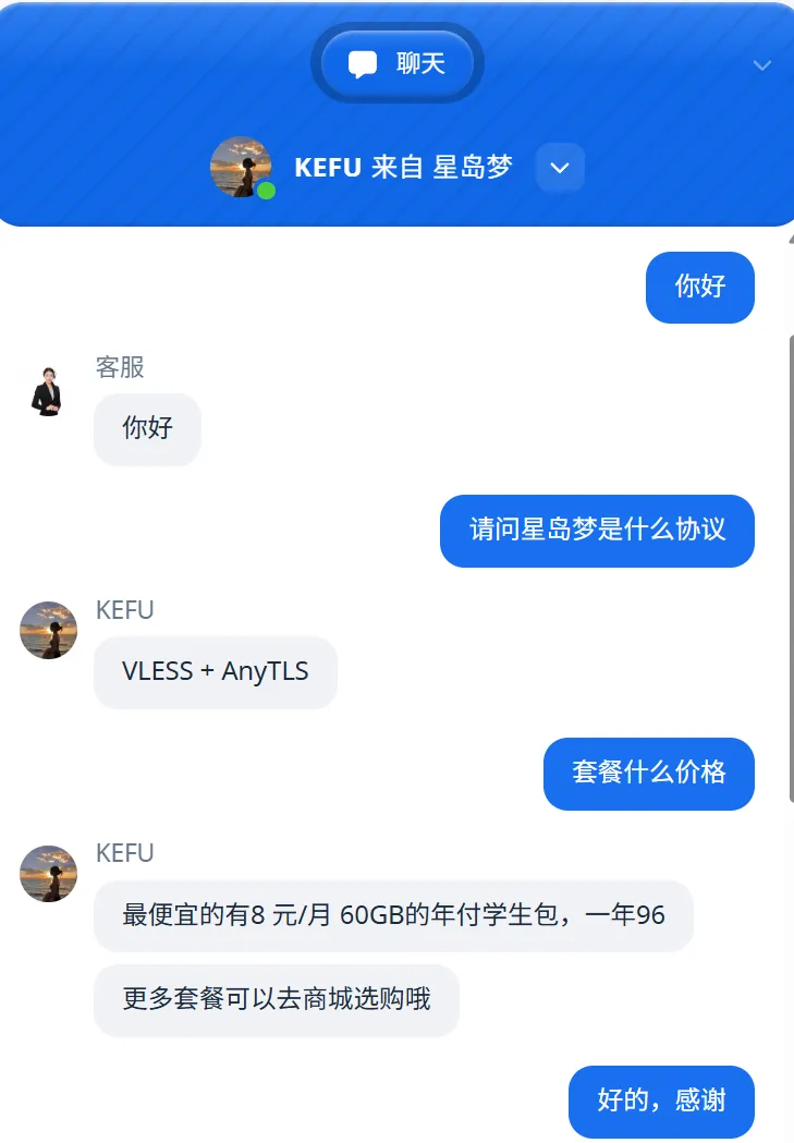 星岛梦在线客服对话,协议与套餐价格问答,2026-07-10